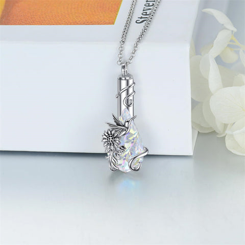 Sterling Silver Teardrop Crystal Butterfly Dragonfly Fox Hummingbird Phoenix Tree of Life Urn Necklaces for Ashes