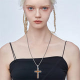 Sterling Silver Wooden Cross Pendant Necklace