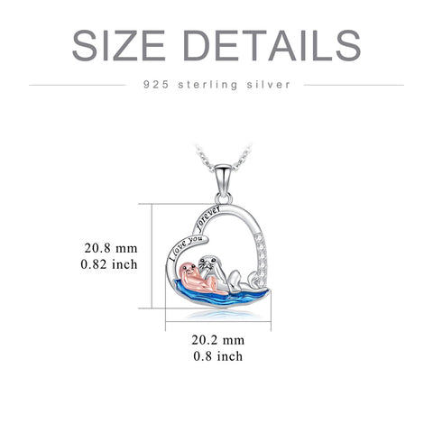Sterling Silver Raccoon Dolphin Sea Otter Wolf Sloth Mother Daughter Pendant Necklace
