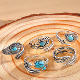 Sterling Silver Turquoise Vintage Adjustable Sunflower Dragonfly Butterfly Feather Tree of Life Spoon Ring