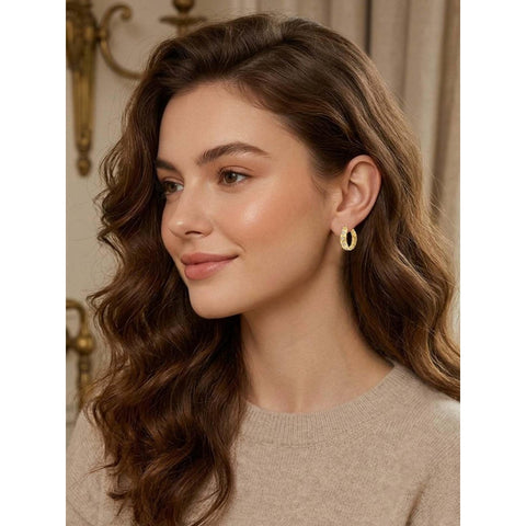 14K Gold Plated Hoop Earrings Jewelry Gift for Birthday Anniversary Mother's Day