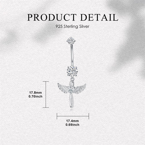 Sterling Silver Cubic Zircon Angel Wings Mermaid Tail Palm Tree Pet Paw Print Belly Button Ring