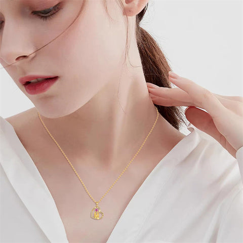 14K Solid Yellow Gold Sister Necklace for Women Love Heart Friendship Pendant Jewelry Gifts for Sister