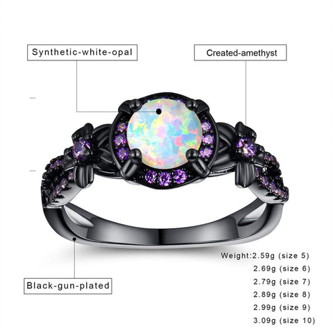 Copper Created Opal Mystic Topaz Amethyst Garnet Eternity Ring for Women