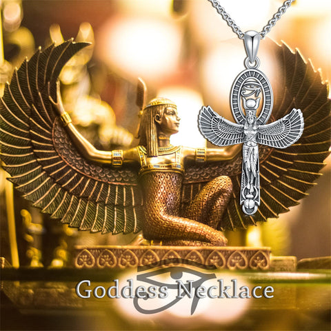 Necklace for Women 925 Sterling Silver Egyptian Goddess Necklace Ancient Egypt Jewelry Mother Gifts for Her