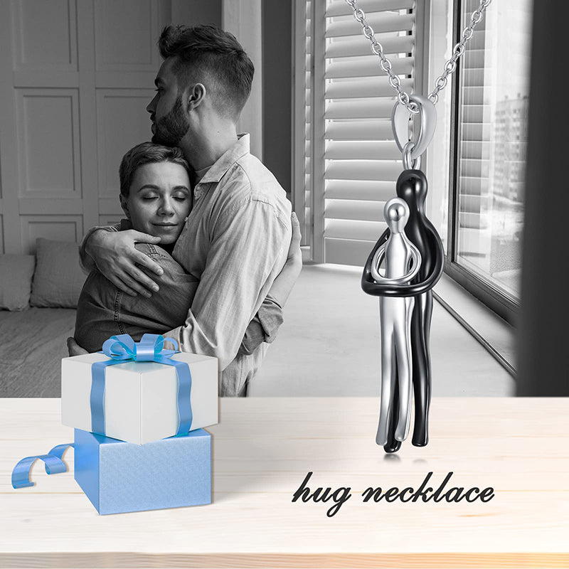 Sterling Silver Hug Couple Pendant Necklace Gift– romanticwork