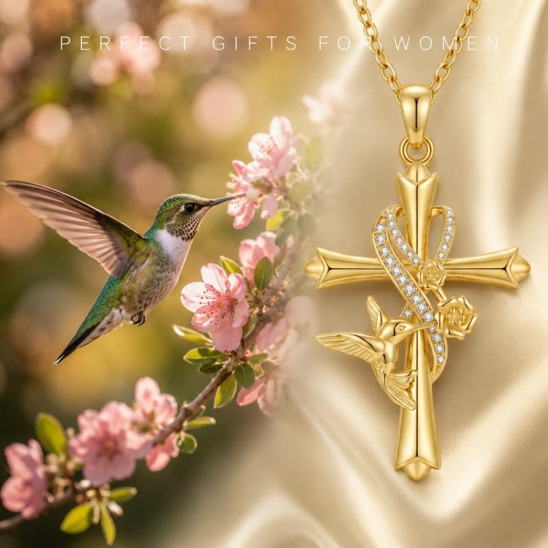 14K Gold Plated Cross Necklace for Women
