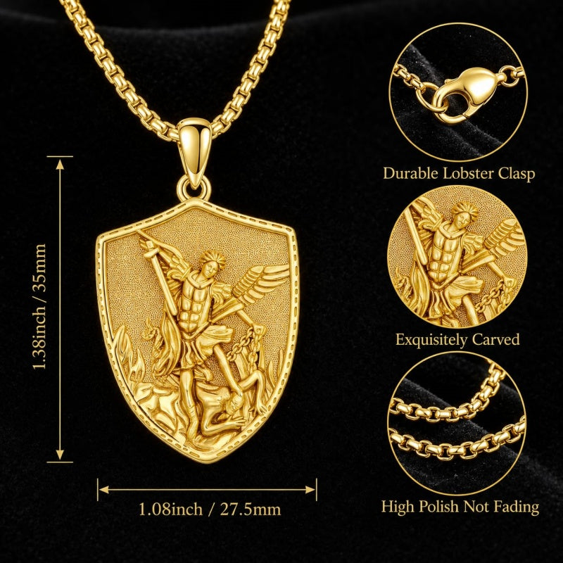 Patron Saint Medal Gold Plated Catholic Pendant Christian Religious Necklace Amulet Jewelry