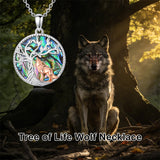 Sterling Silver Abalone Shell Tree of Life Lion Wolf Cat Dog Pendant Necklace