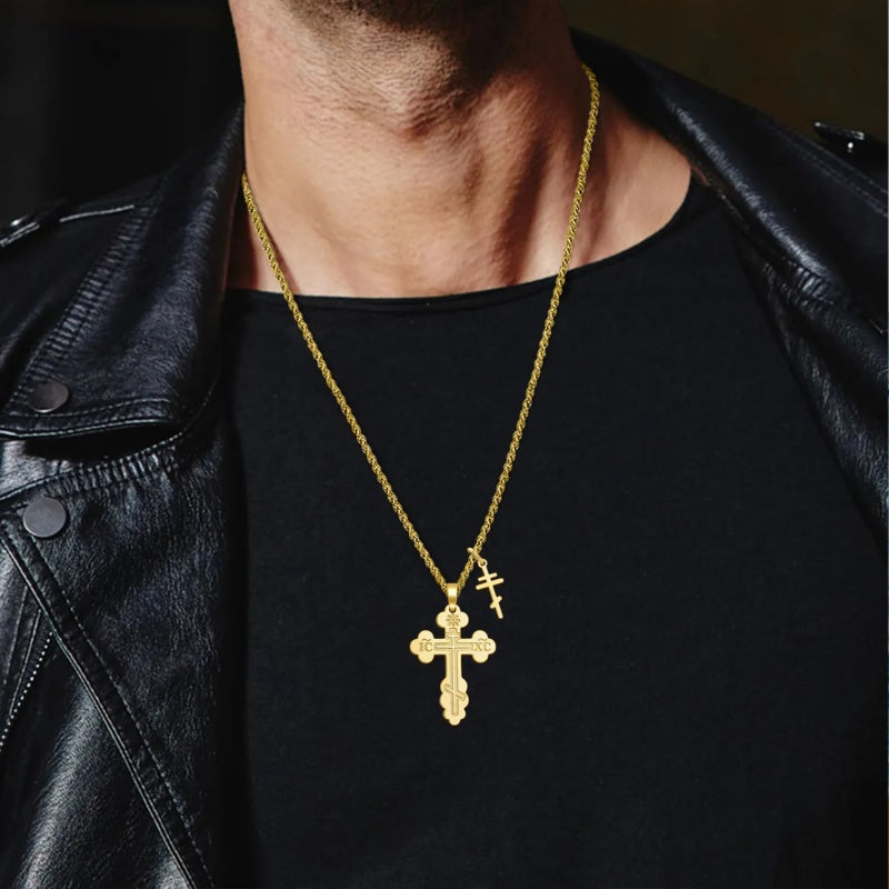 14K Gold Plated  Cross Necklace Religious Amulets Jewelry Gifts