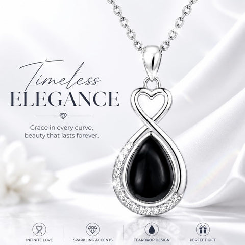 Sterling Silver Teardrop Gemstone Rose Butterfly Infinity Heart Necklace for Women