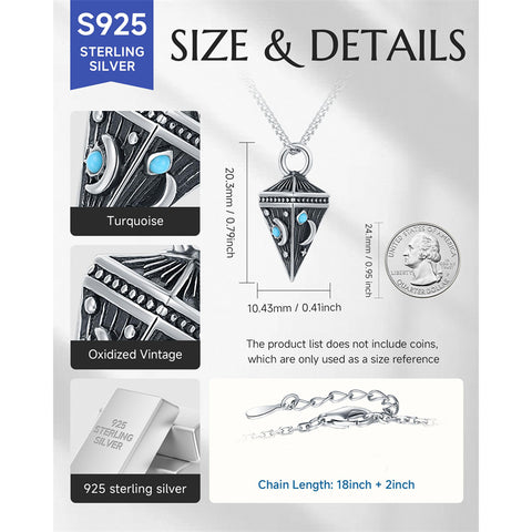 Sterling Silver Turquoise Cone Sunflower Tree of Life Pendant Necklace