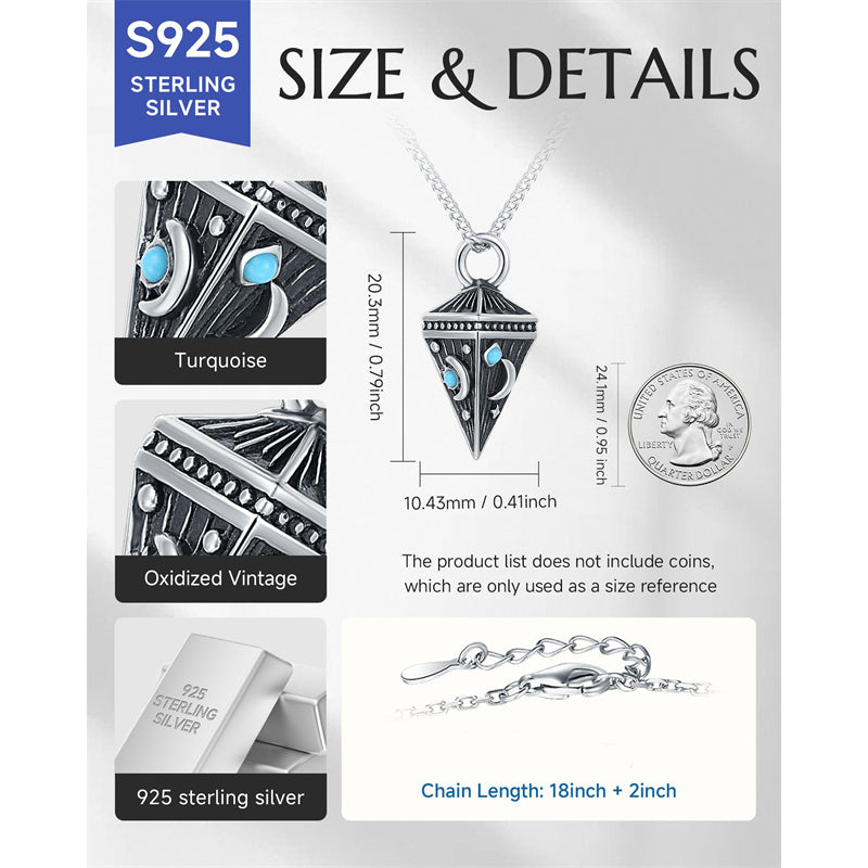 Sterling Silver Turquoise Cone Sunflower Tree of Life Pendant Necklace
