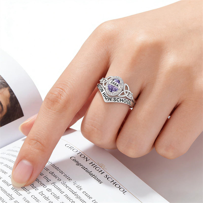 Sterling Silver Personalized High School College Graduation Ring