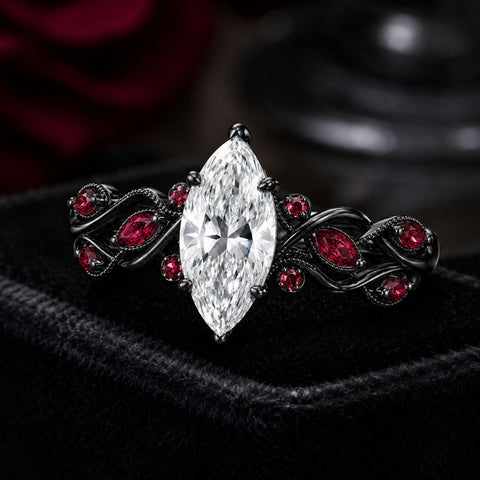 Sterling Silver 10K 14K 18K Gold Custom Engraved  Moissanite Gothic Ring for Women Halloween Gift