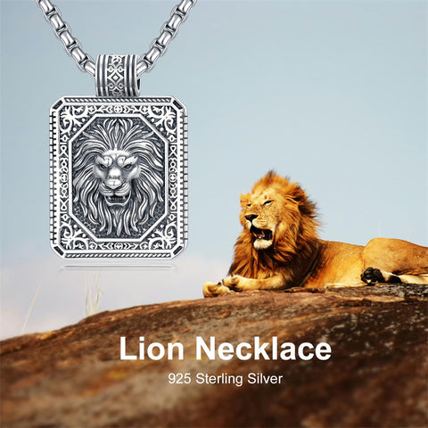 Sterling Silver Eagles Wolf Lion Pendant Necklace For Men with Stainless Steel Chain