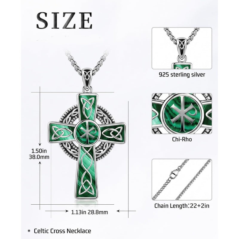 14K Gold Plated Celtic Vikin Cross Pendant Necklace Irish Jewelry Religious Protective Gift