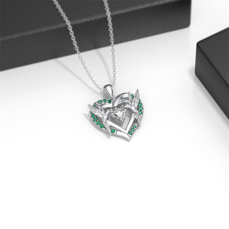 Sterling Silver Heart Dragonfly Hummingbird Pendant Necklace Jewelry Gifts for Christmas Anniversary