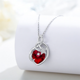 Birthstone Necklace Sterling Silver Heart Pendant Crystal Moon and Star Necklace Heart Birthstone Jewelry Gifts for Women Men Mother's Day