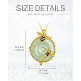 14K Gold Plated Natural Jade Hummingbird Cat Dragonfly Butterfly Bee Pendant Necklace for Women