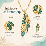 14K Gold Plated Feather Pendant Necklace for Women