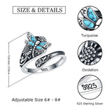 Sterling Silver Turquoise Dragonfly Spoon Ring and Dragonfly Sunflower Earrings