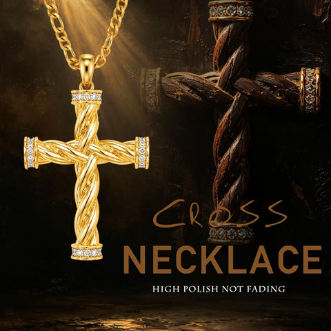 14K Gold  Plated Cross Necklace Simple Religious Jewelry Gift