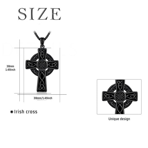 14K Gold Plated Celtic Vikin Cross Pendant Necklace Irish Jewelry Religious Protective Gift