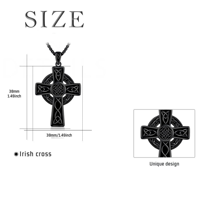 14K Gold Plated Celtic Vikin Cross Pendant Necklace Irish Jewelry Religious Protective Gift