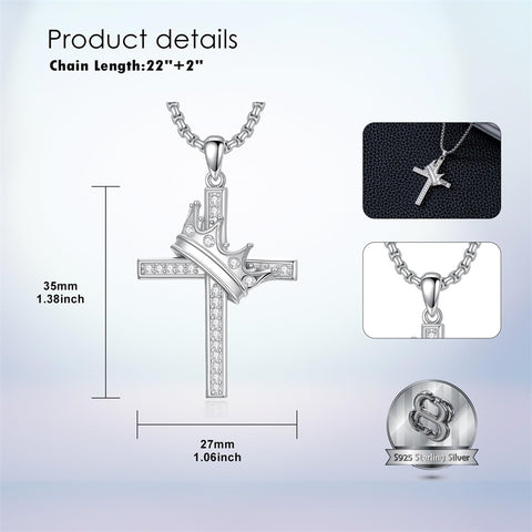 Sterling Silver Cross Christian Pendant Necklace
