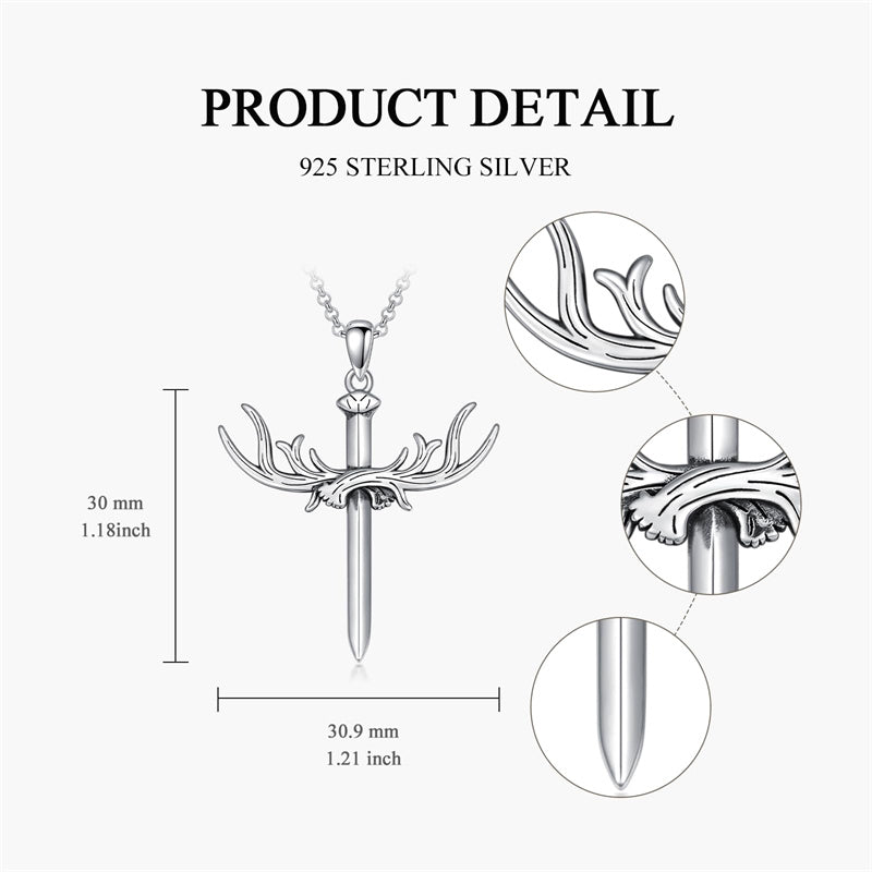Sterling Silver Wooden Cross Pendant Necklace