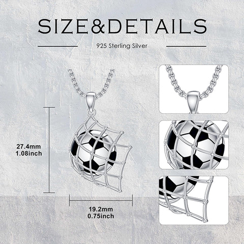 Sterling Silver Hockey Basketball Baseball Soccer Football Sports Pendant Necklace