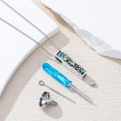 Sterling Silver 3D Bar Turquoise Tree of Life Urn Necklace for Ashes
