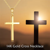 14K Gold Cross Necklace for Women Yellow Gold Religious Simple Cross Pendant Necklace Jewelry for Her Girls Mother Daughter Wife Jesuits