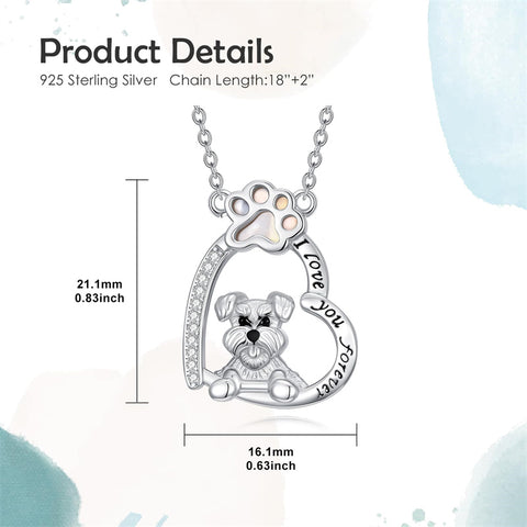 Sterling Silver Paw Print Poodle Corgi French Schnauzer Chihuahua Dachshund Golden Retriever Pug Pendant  Necklace
