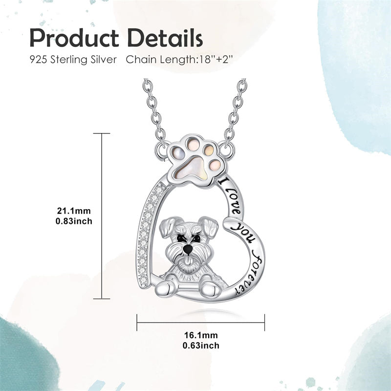 Sterling Silver Paw Print Poodle Corgi French Schnauzer Chihuahua Dachshund Golden Retriever Pug Pendant  Necklace