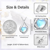 Sterling Silver Heart Shape Tear Dangle Urn Necklace for Ashes