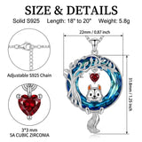 Sterling Silver Blue Crystal  Tree of Life Raccoon Bunny Cat Corgi  Pendant  Necklace  Anniversary Birthday Gifts