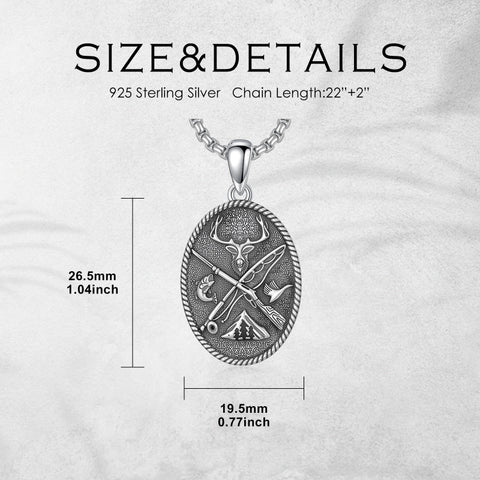 Sterling Silver Deer Bass Fish Wild Duck Fish Hook Pendant Necklace Hunting Jewelry Gifts for Men