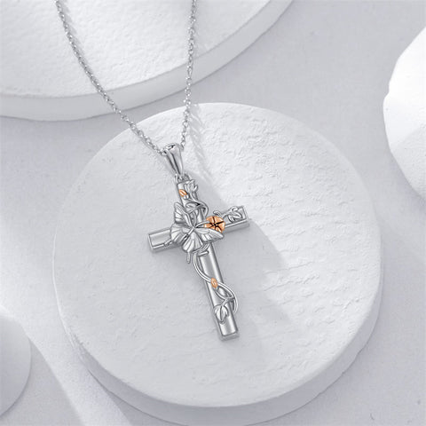 Sterling Silver Cross Bee Hummingbird Butterfly Dove Red Cardinal Pendant Necklace for Her