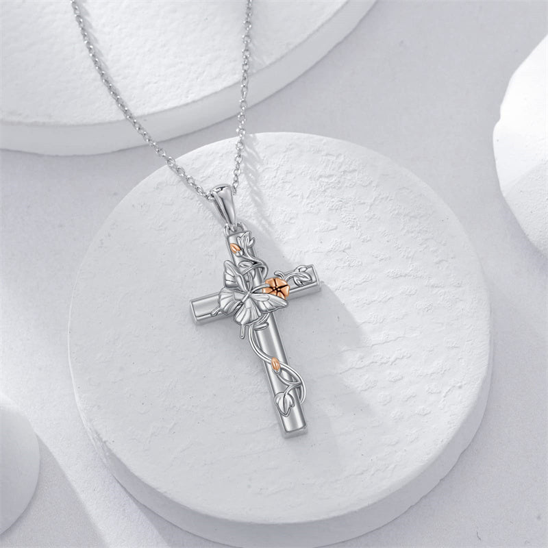Sterling Silver Cross Bee Hummingbird Butterfly Dove Red Cardinal Pendant Necklace for Her