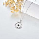 Rotatable Football Necklace 925 Sterling Silver Soccer Ball Pendant Necklace Soccer Jewelry Gifts for Soccer Lovers Fans Women Girls Sports Lovers