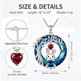 Sterling Silver Blue Crystal  Tree of Life Raccoon Bunny Cat Corgi  Pendant  Necklace  Anniversary Birthday Gifts