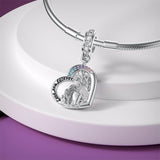 Sterling Silver Cubic Zircon Sister Couple Bead Charms with  Engraved