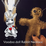 odoo Necklace Sterling Silver Witch Voodoo/Evil Bunny Pendant Gothic Jewelry Gifts for Women Girls