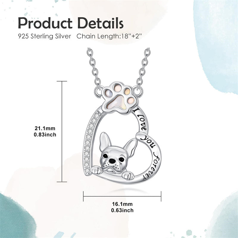 Sterling Silver Paw Print Poodle Corgi French Schnauzer Chihuahua Dachshund Golden Retriever Pug Pendant  Necklace