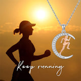 Sterling SIlver Runner Volleyball Tennis Basketball Soccer Inspirational Pendant  Necklace for Women