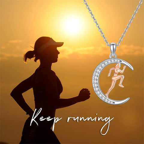 Sterling SIlver Runner Volleyball Tennis Basketball Soccer Inspirational Pendant  Necklace for Women