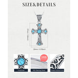 Sterling Silver Turquoise Vintage Cross Pendant Necklace