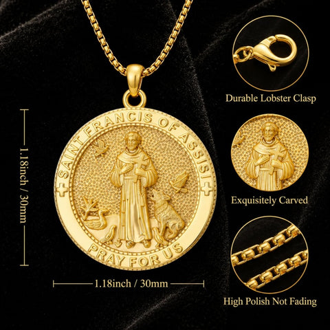 Patron Saint Medal Gold Plated Catholic Pendant Christian Religious Necklace Amulet Jewelry